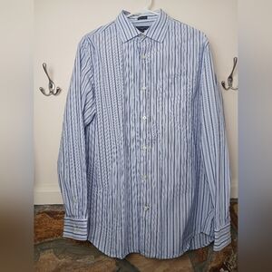 Banana Republic Blue Italian Cotton Fitted Long Sleeve Button Up Size L 16-16.5
